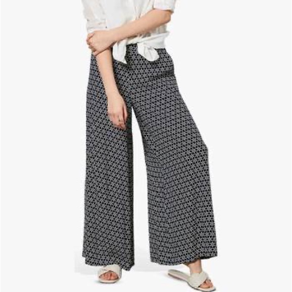 J. Jill Pants - J Jill Women M Printed Pull On Pant Black White Diamond Stretch Full Leg